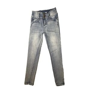 Thread & Others Women's 3/26 (25x26.5) Blue Triple Button Stretch Skinny Jeans